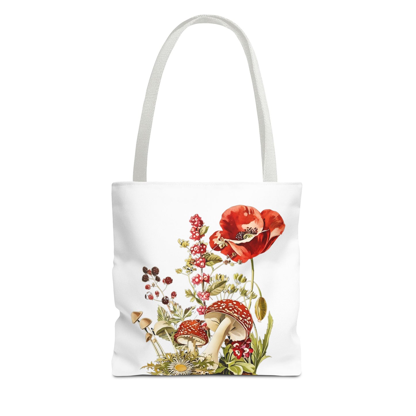 Tote Bag - Red Poppies and Amanita Muscaria Mushrooms Art Print