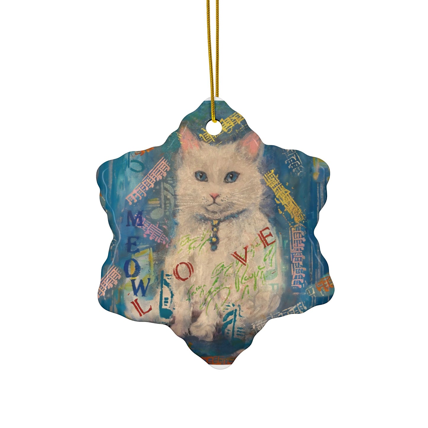 Ceramic Ornaments, Snowy Cat, 2-Side Print