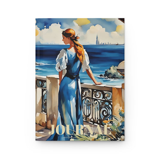 Matte Journal with Mediterranean Balcony Watercolor Art