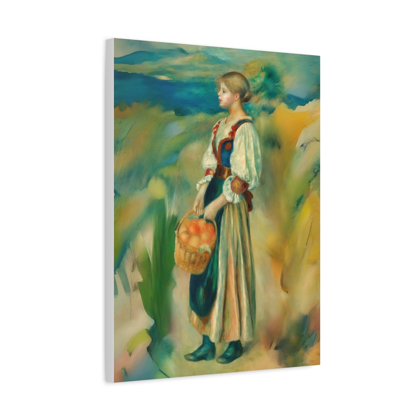 Canvas Print - Girl with a Basket of Oranges Art by Auguste Renoir
