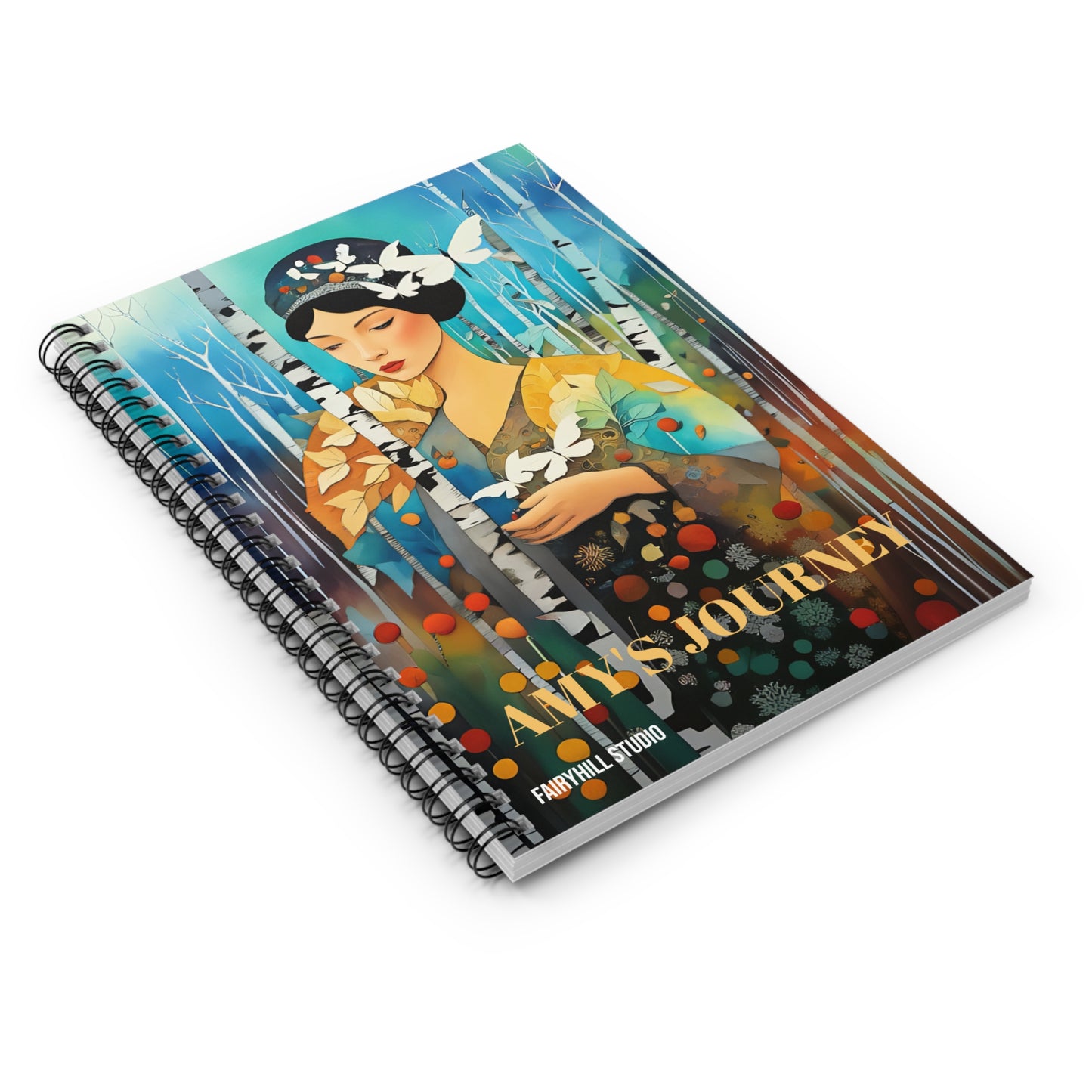 Spiral Notebook - Lovely Girl with Birch Trees