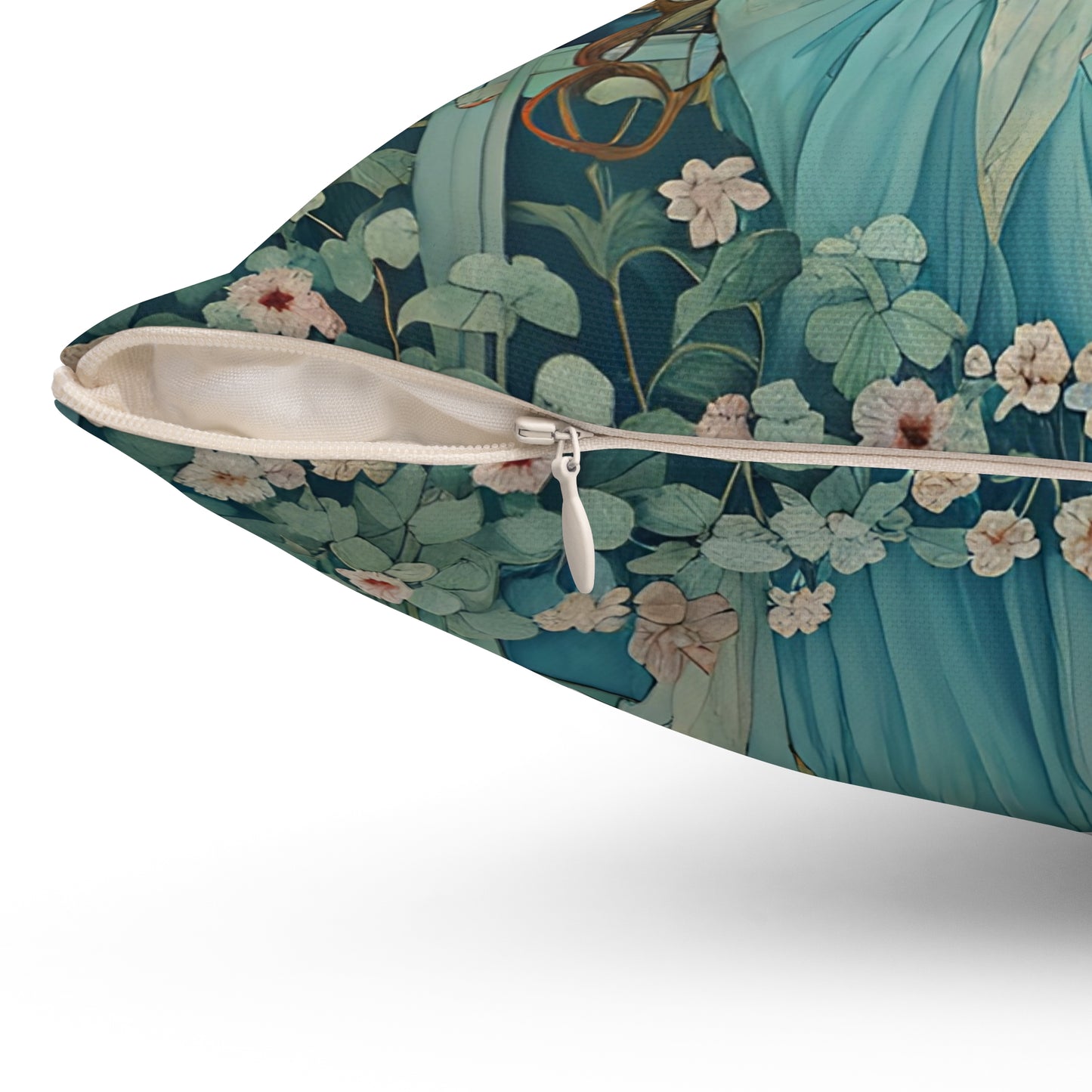 Butterfly / Flute player   Square Pillow -  by Fairyhill Studio