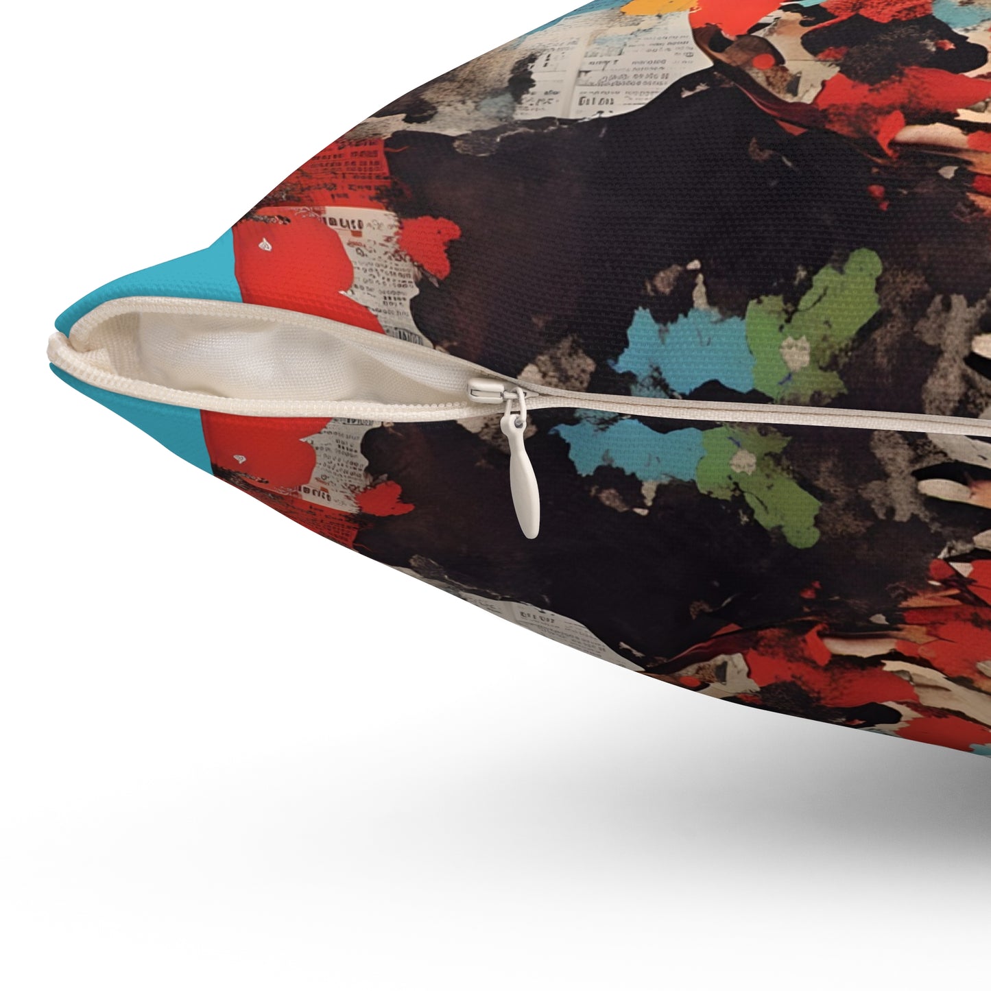 Square Pillow Colorful Fashion Model with Hat Collage Art