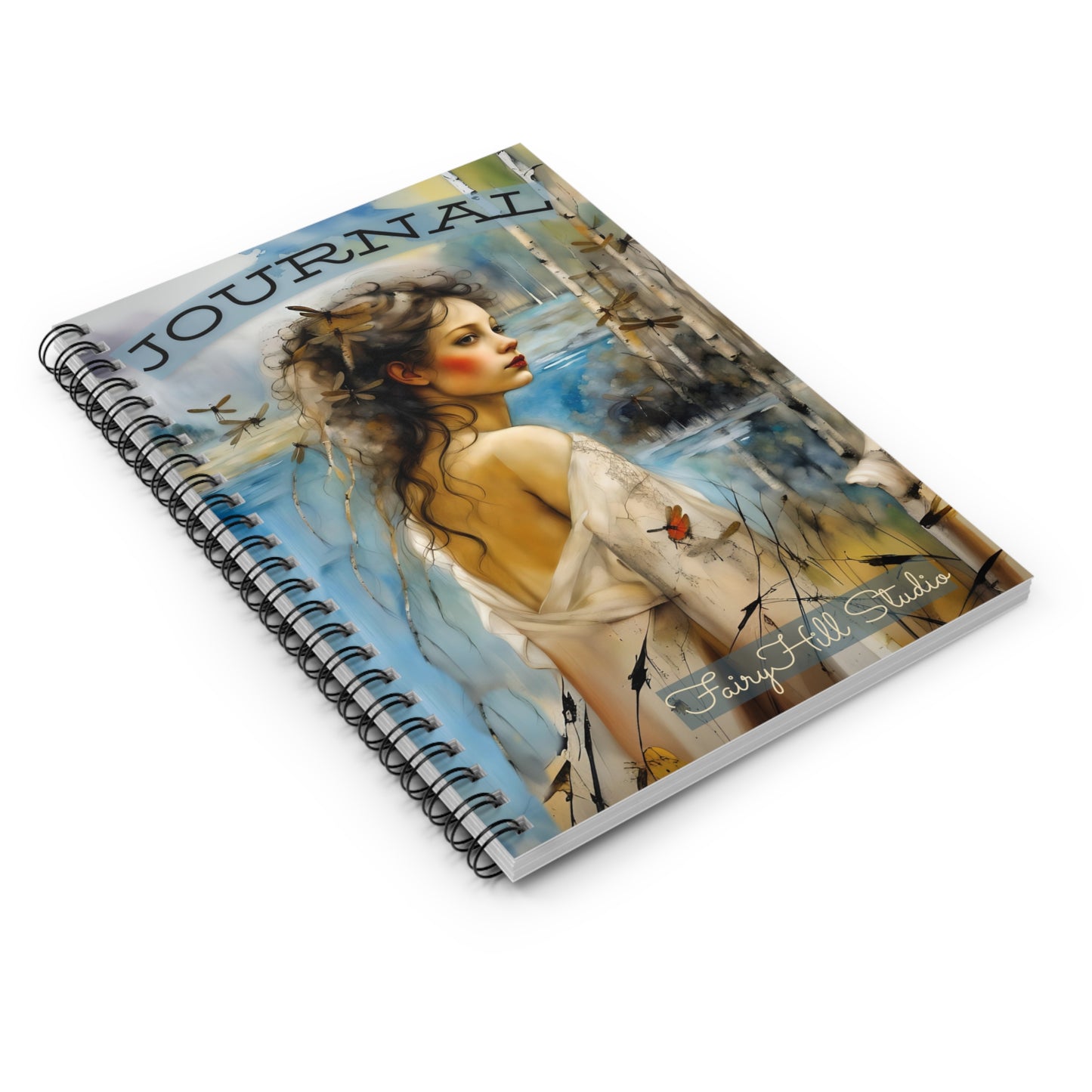 Chiffon Spirit Spiral Notebook - Ruled Line with Blue Lake Art by Fairyhill Studio