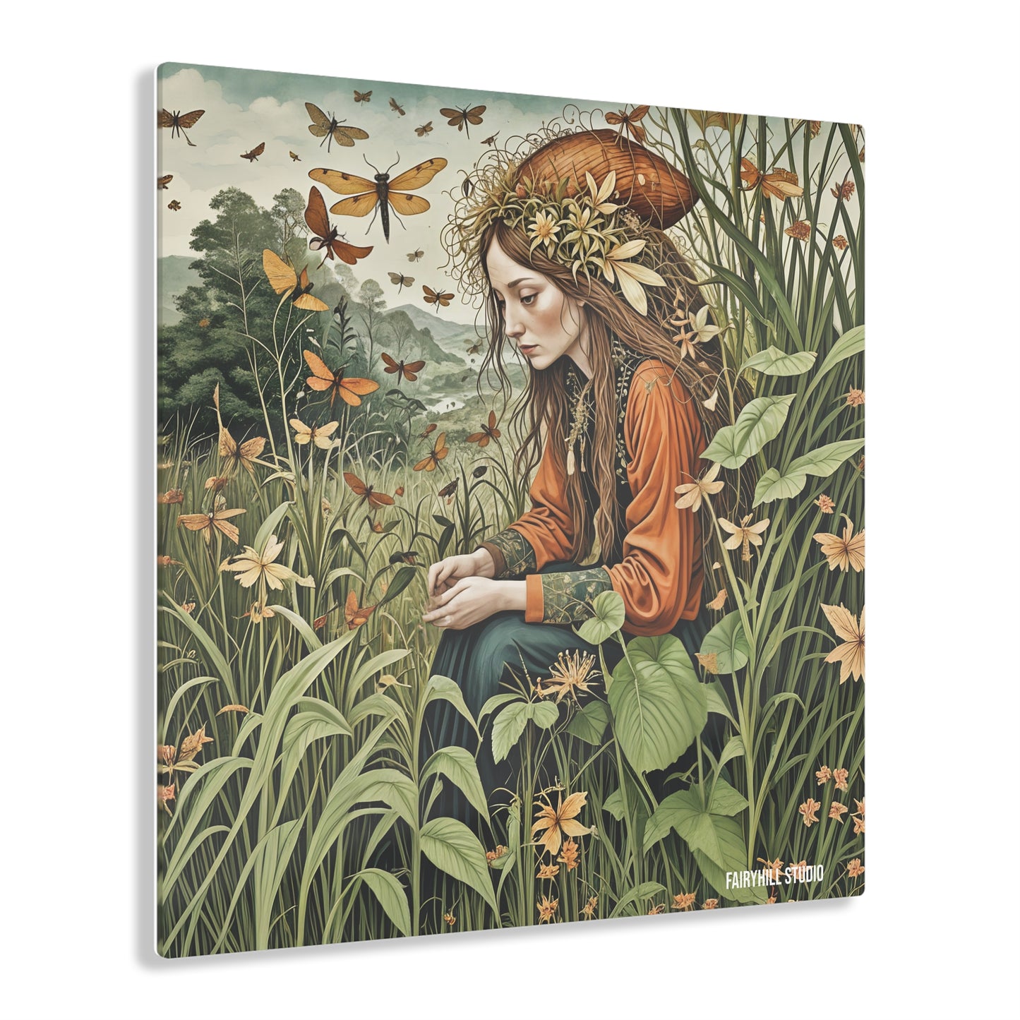 Botanical garden and Dragonfies  Inspirational  Art Acrylic Print -