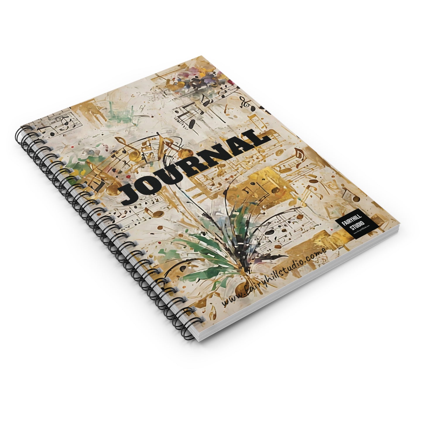 Spiral Notebook - Yellow Flowers Music Notes Journal