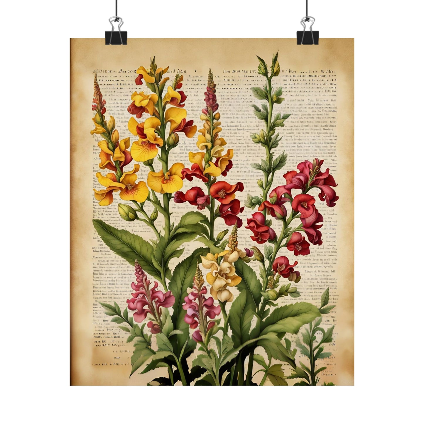 Botanical Vertical Posters - Vintage Antirrhinum Snapdragons