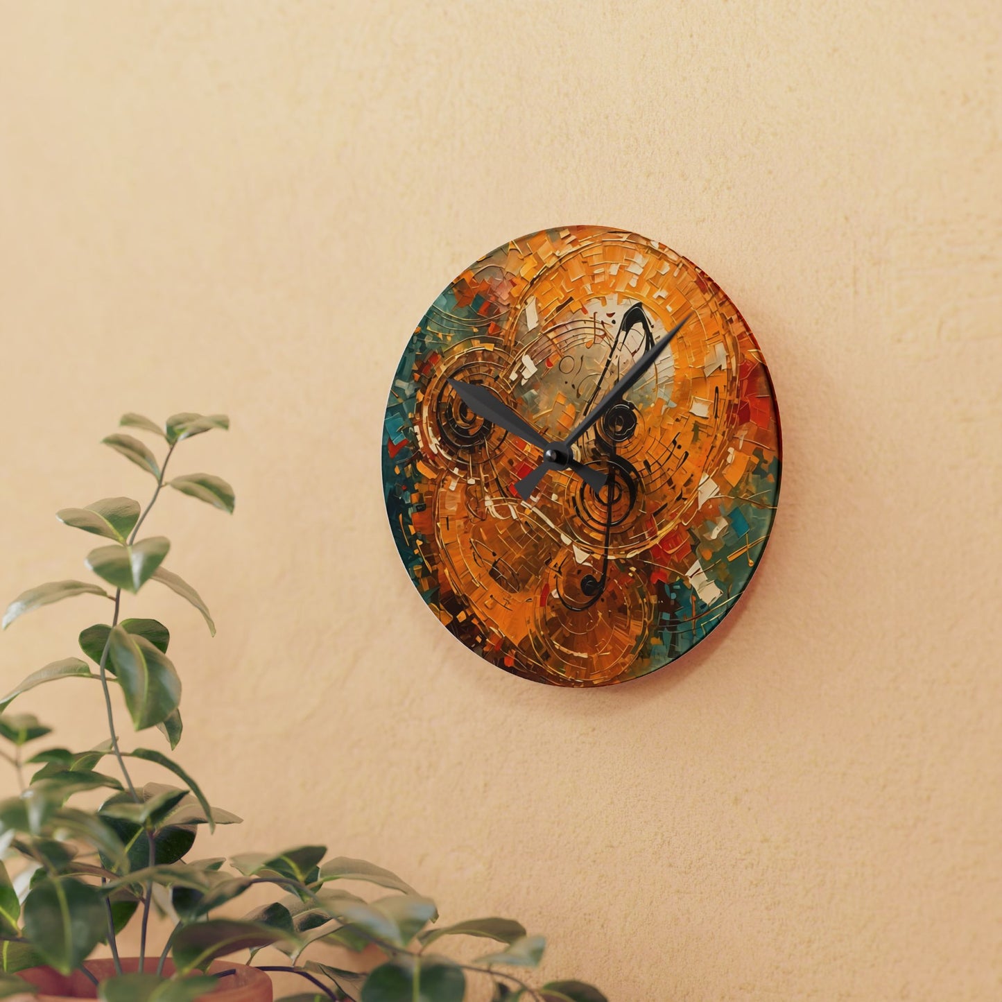 Music Notes Acrylic Wall Clock