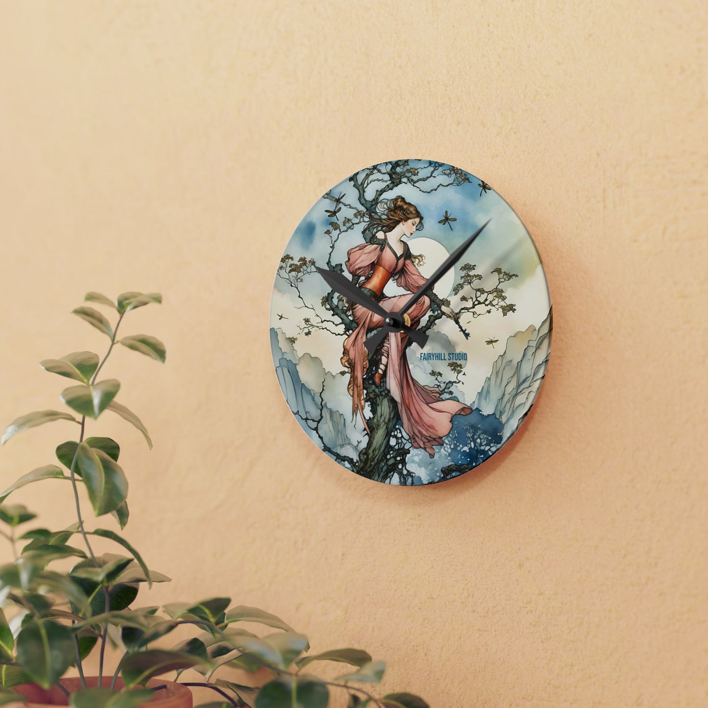 Acrylic Wall Clock - Fairy Princess and The Tree
