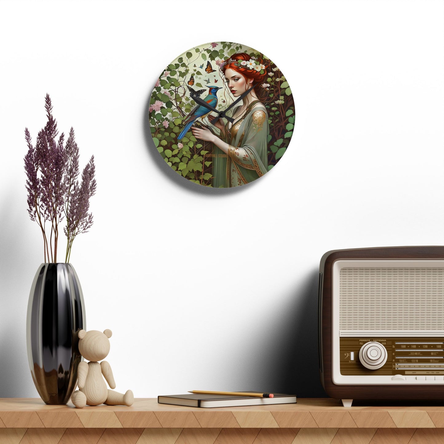 Acrylic Wall Clock Blue Bird/Art