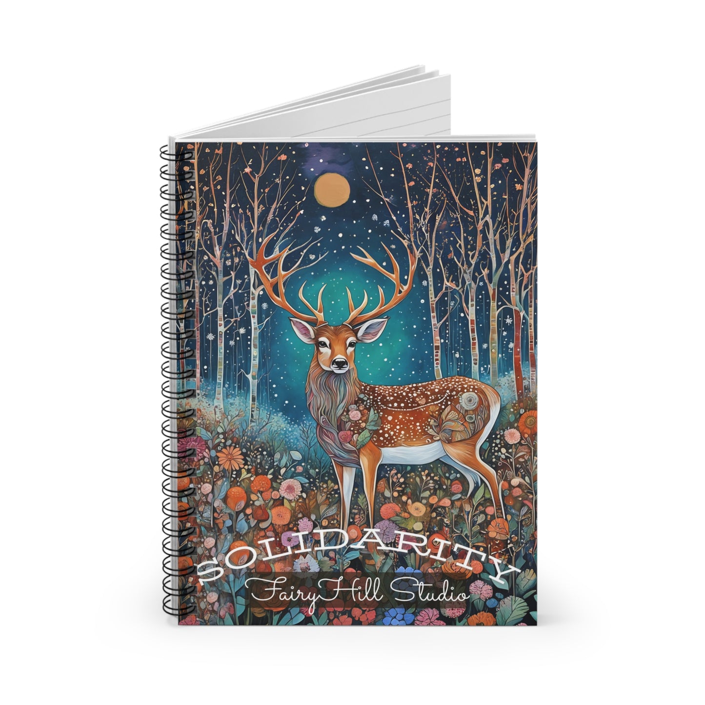 Spiral Notebook - Christmas Deer Winter Snow Ruled Line
