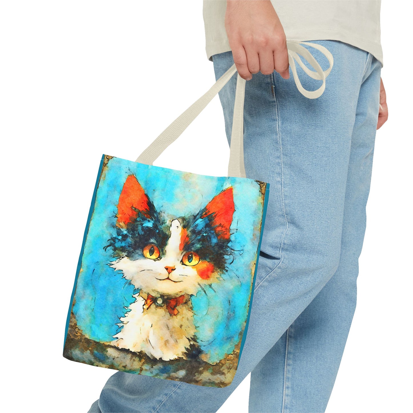 Colorful Cat Tote Bag by Fairyhill Studio