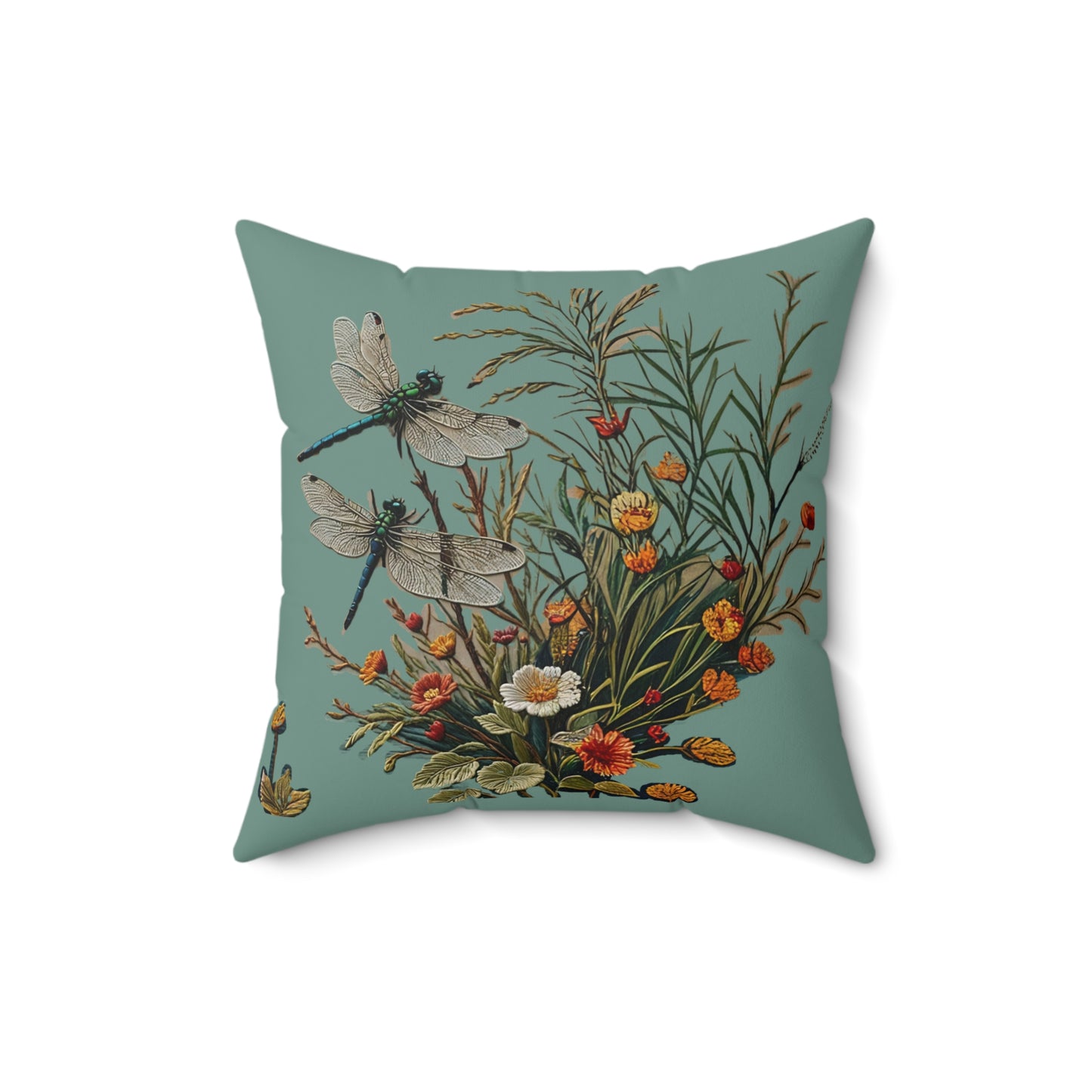 Spun Polyester Square Dragonfly Pillow