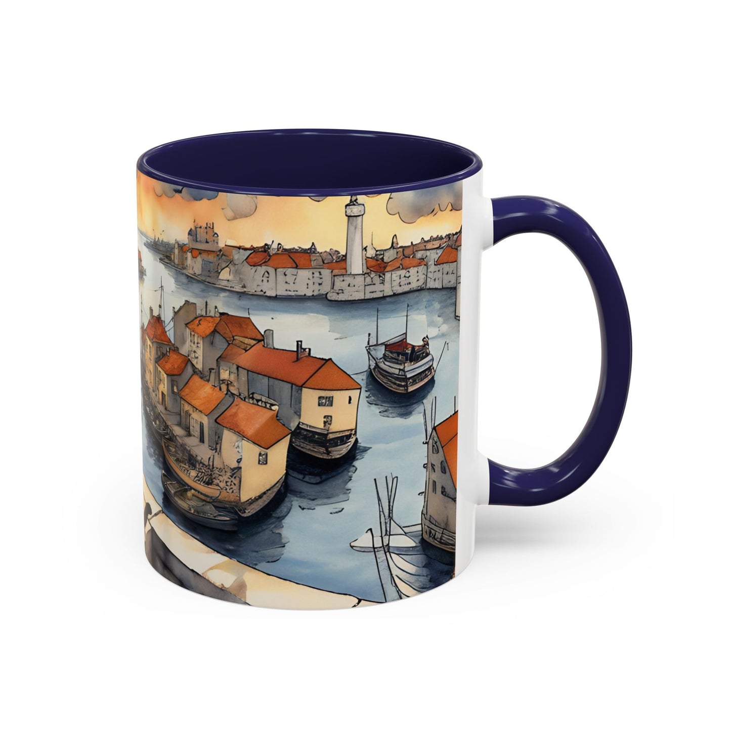 Girl with Black cat on a roof top Art-Themed Coffee Mug - 11 & 15oz Accent Mug for Musroom  Fsiry Lovers