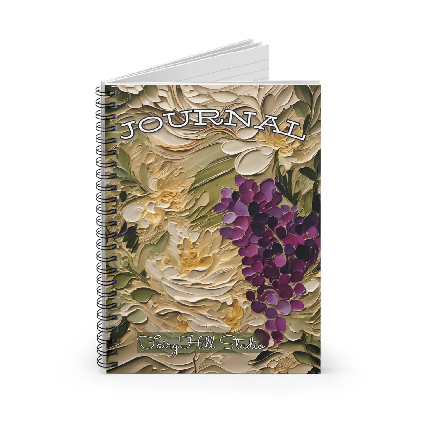 Spiral Notebook - Purple Grapes Impasto Art Ruled Line