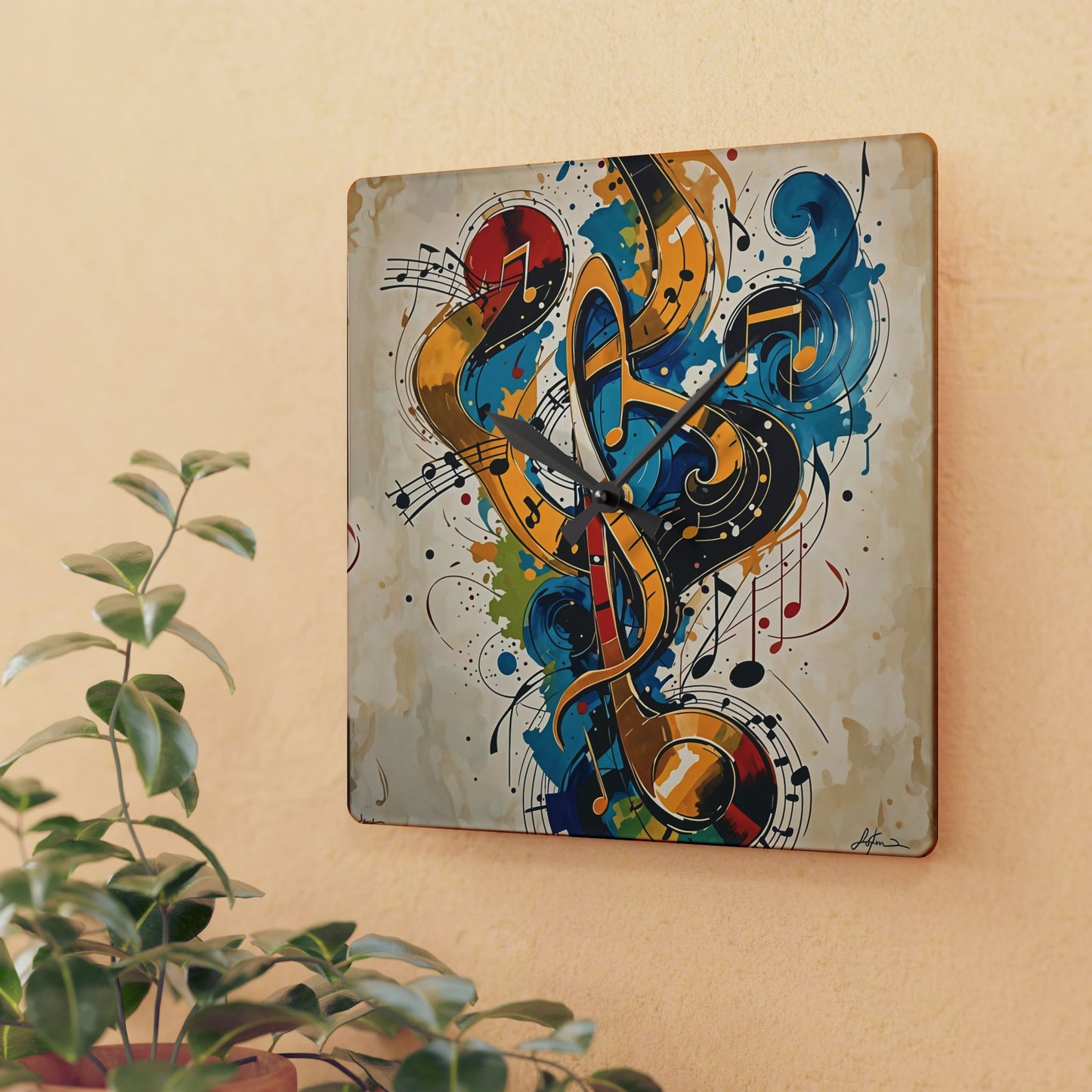 Music Notes Acrylic Wall Clock