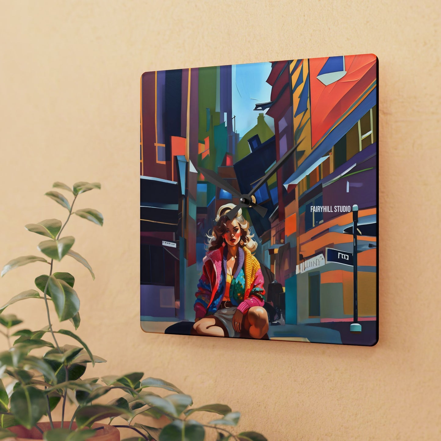 Wall Clock - 1980s Dancer in Colorful Clothing and Leggings