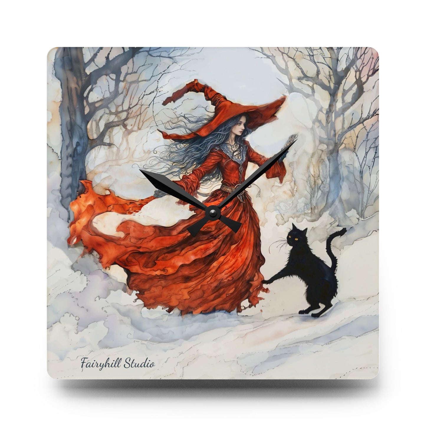 Crimson snow witch - by Fairyhill Studio  Wall clock  Gift   Acrylic Wall Clock