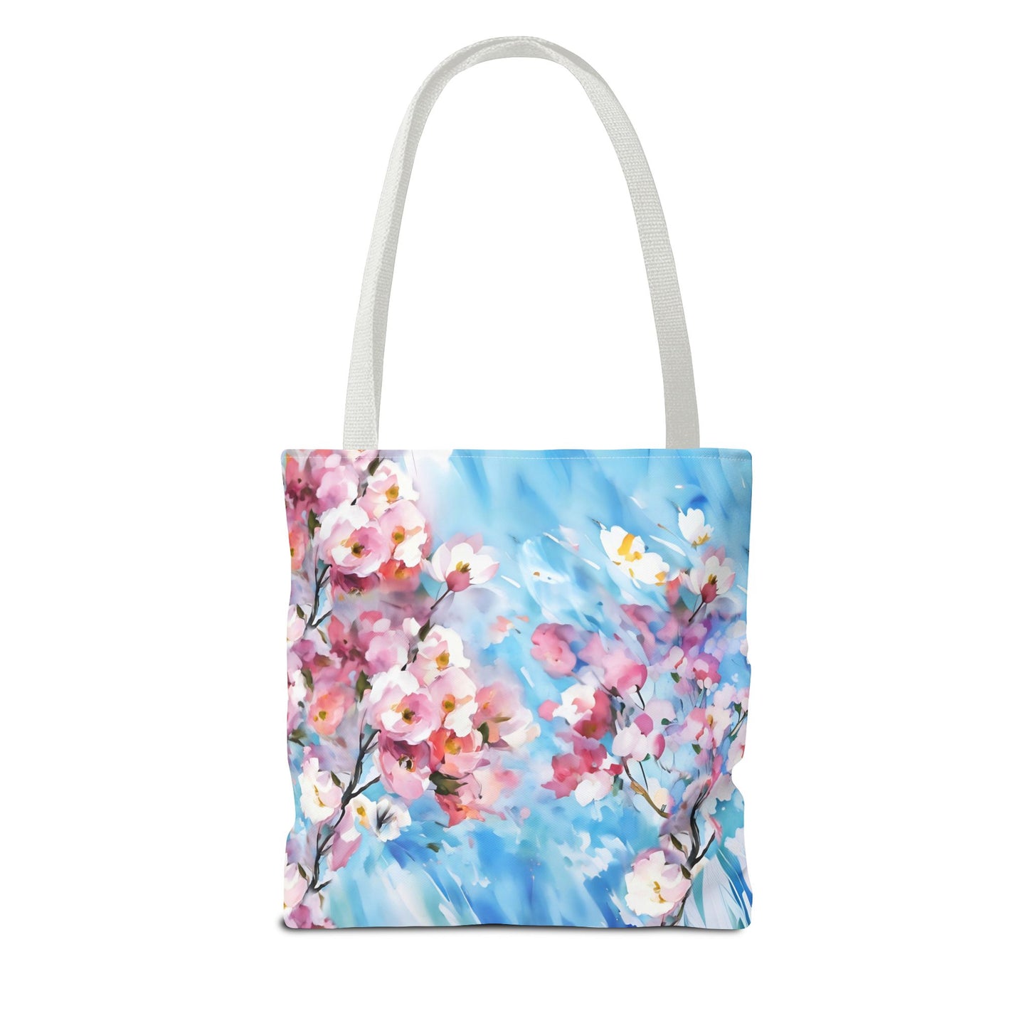 Canvas Tote Bag with Floral Cherry Blossom Design