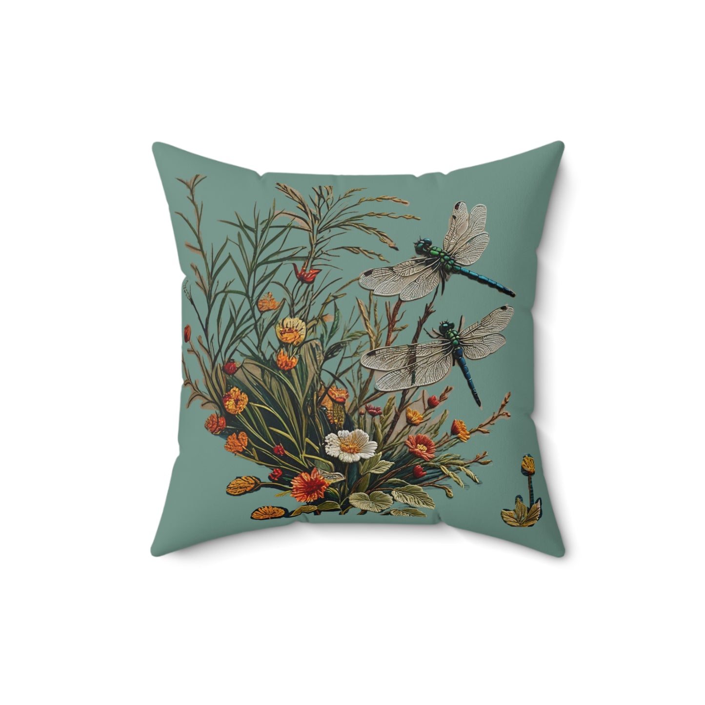 Spun Polyester Square Dragonfly Pillow