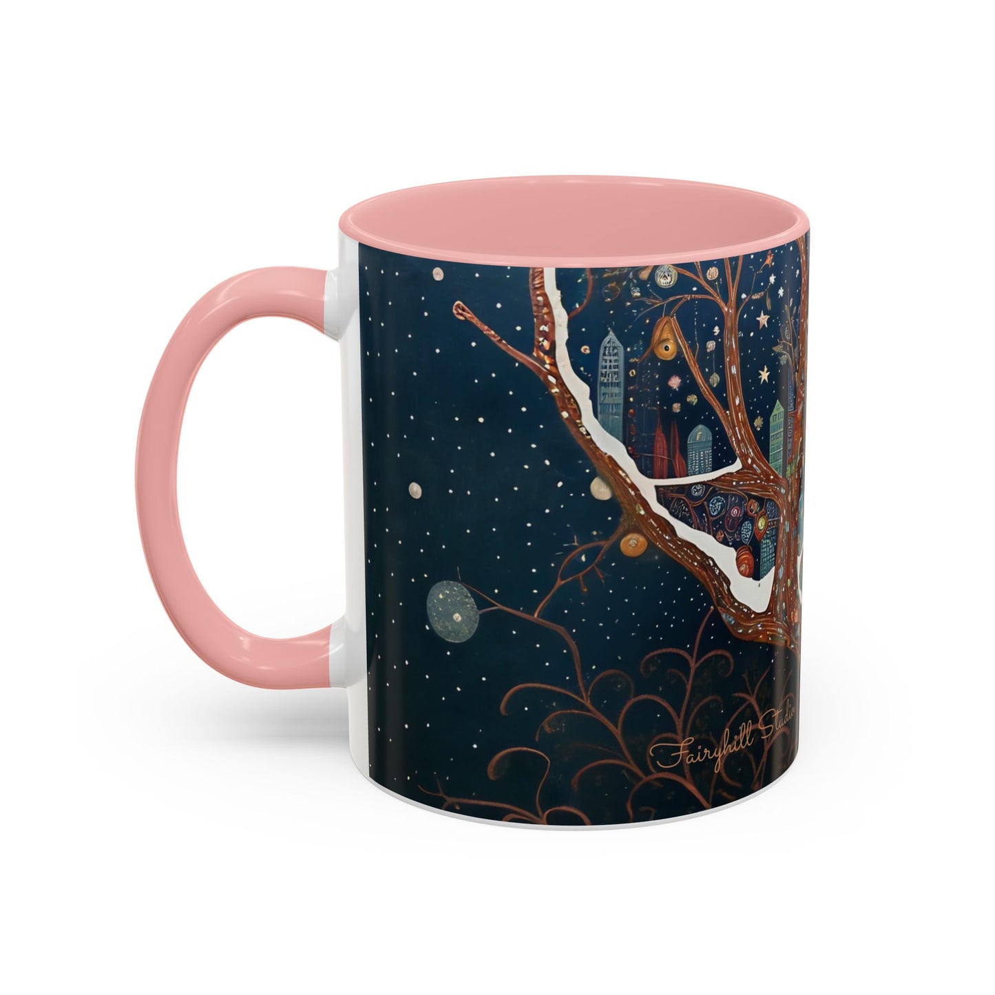 Accent Boho Style Night Owl Mug on a Snowy New York Night Coffee Mug (11, 15oz)