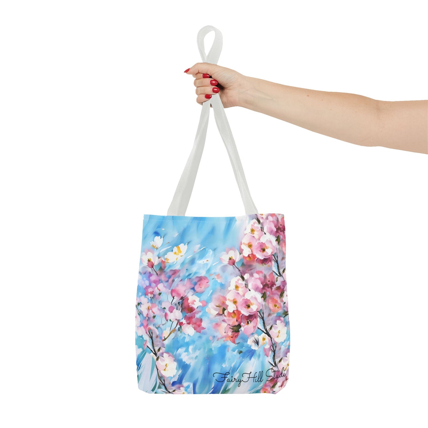Canvas Tote Bag with Floral Cherry Blossom Design