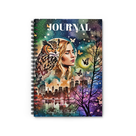 Spiral Notebook -Girl and the Spirit Animal Owl