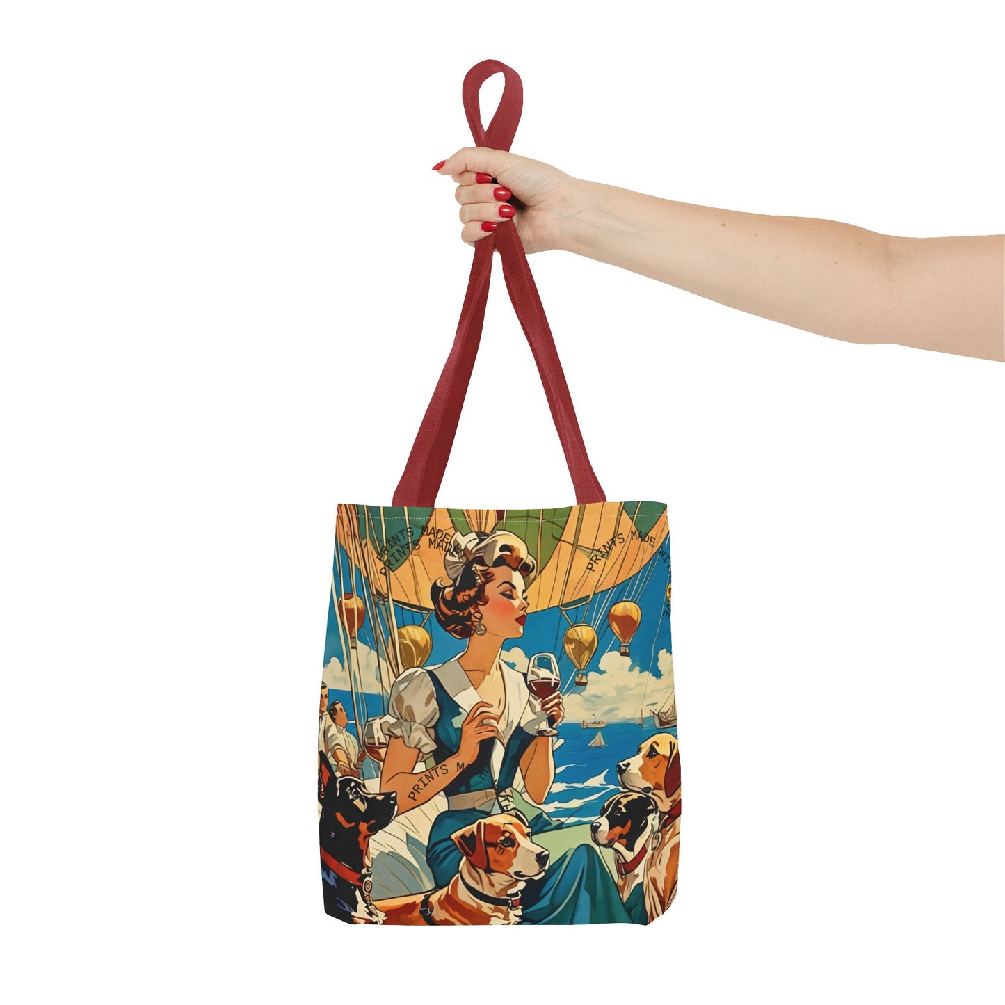 Vintage Hot Air Balloon Dog Lover Tote Bag