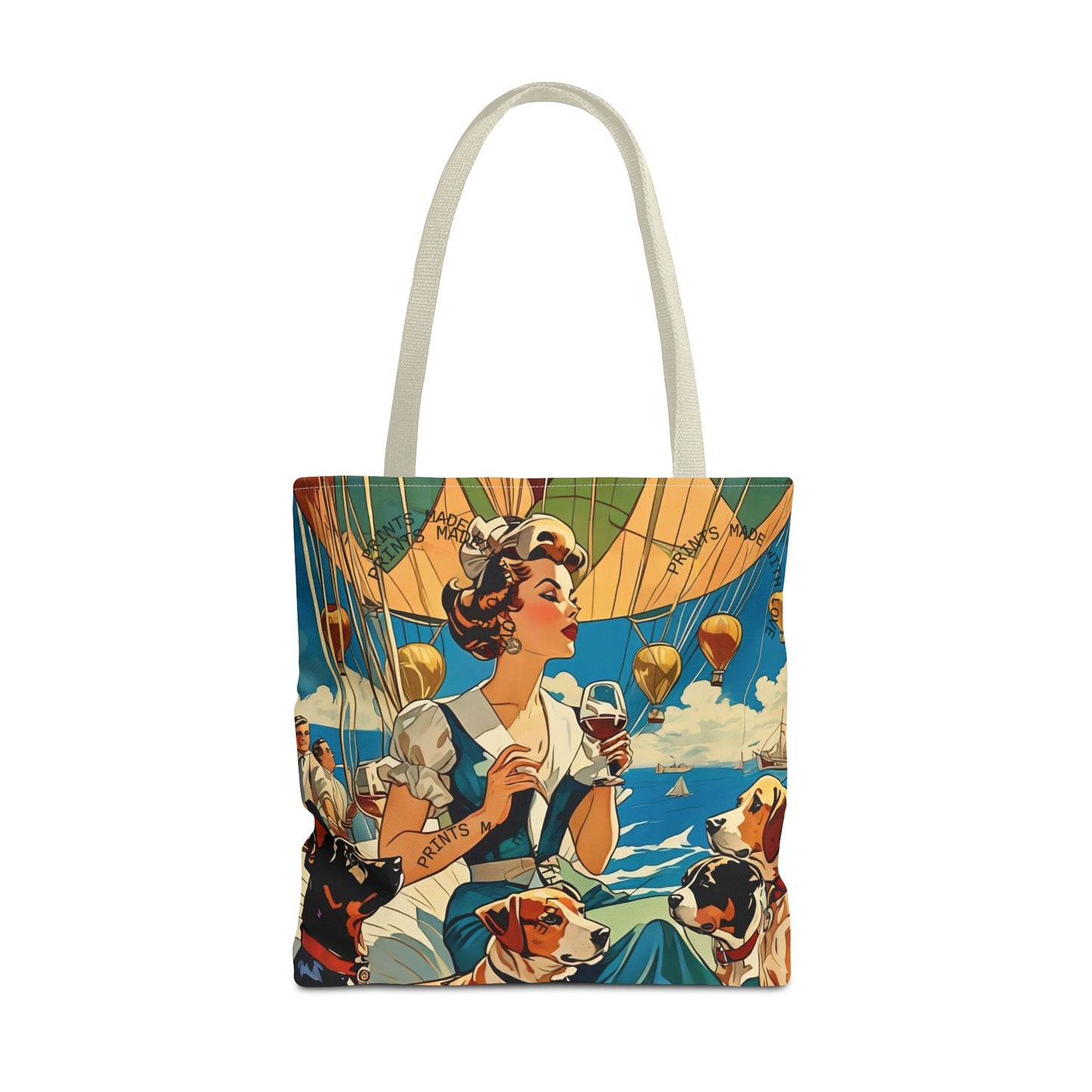 Vintage Hot Air Balloon Dog Lover Tote Bag