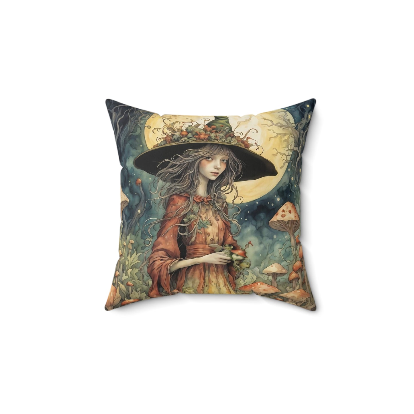 Moon Witch Square Pillow -  by Fairyhill Studio