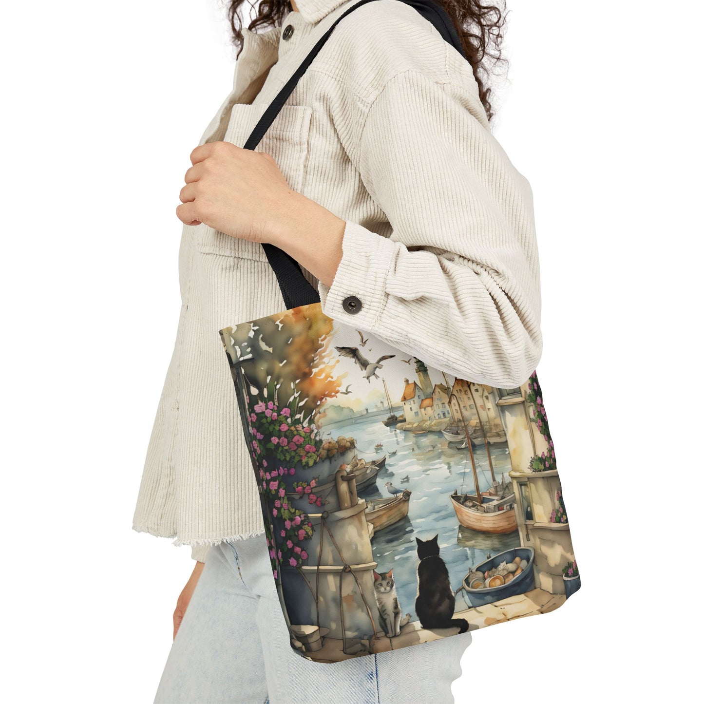 Harbour Cats by  FairyHill Studio - Canvas Tote Bag - Perfect for Beach Days, Eco-Friendly Shopping, and Summer Fun!
