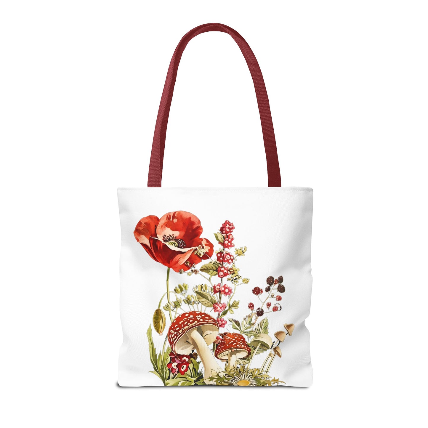 Tote Bag - Red Poppies and Amanita Muscaria Mushrooms Art Print