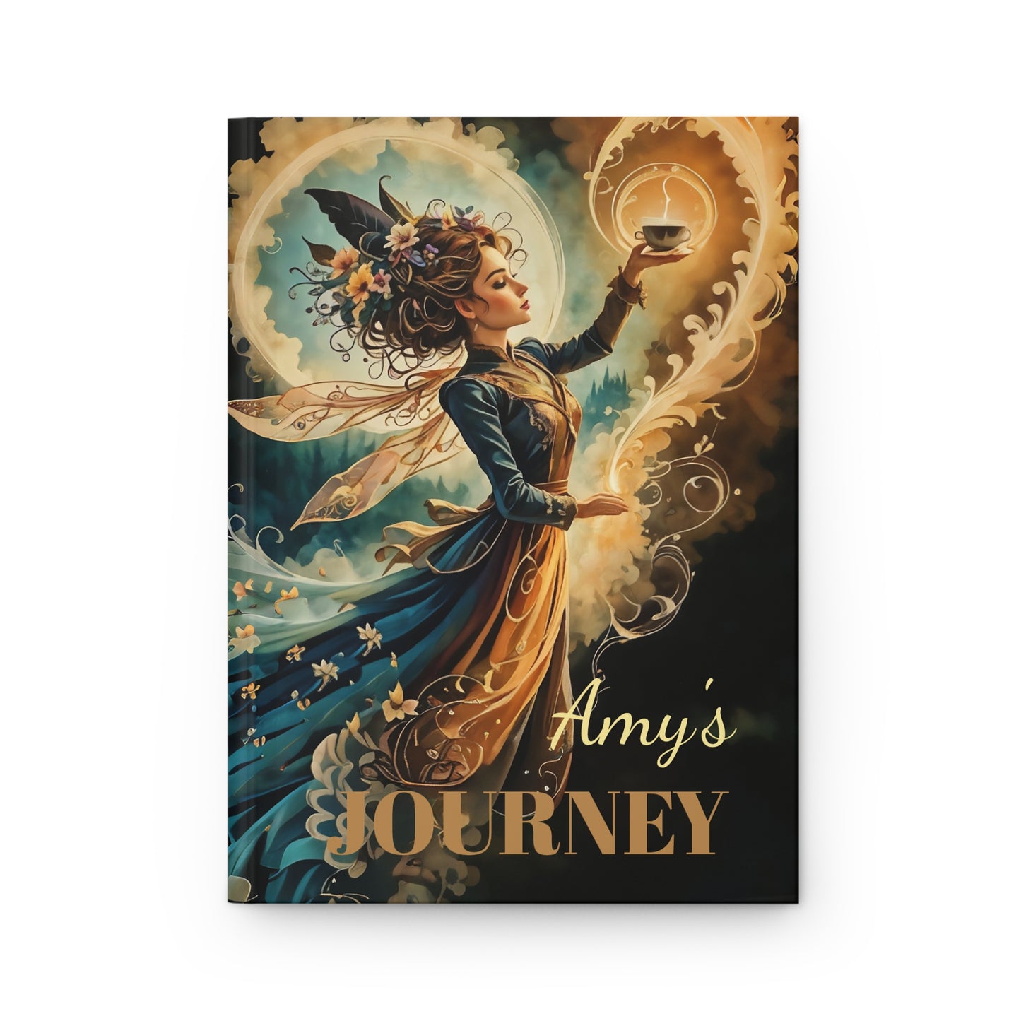 Hardcover Journal Matte - Personalized Fairy Hill Studio Coffee Cup Art