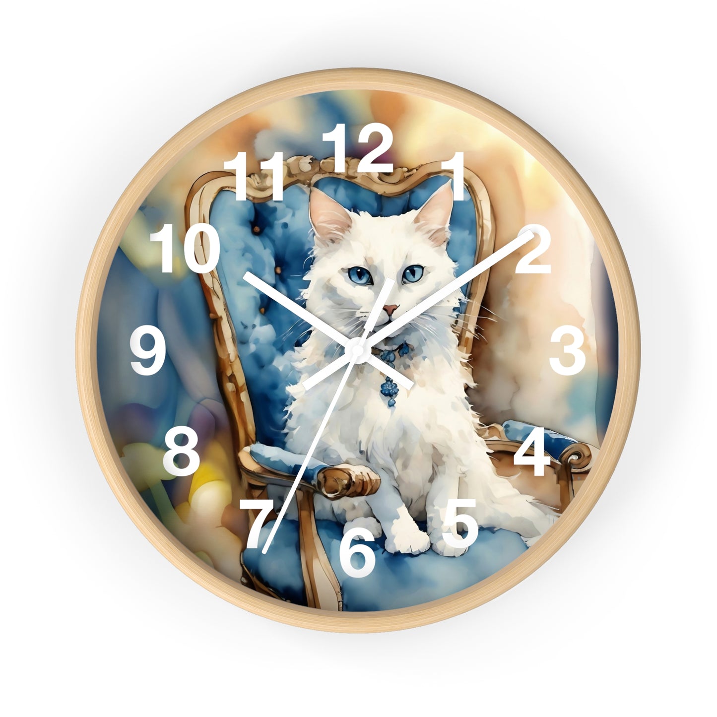 White Cat Lovers Wall Clock