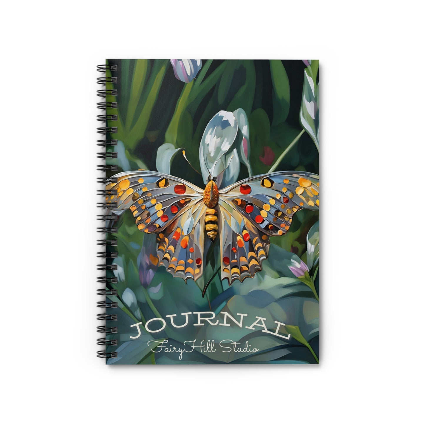 Butterfly Spiral Notebook - Ruled Line with Colorful Art by Fairyhill Studio