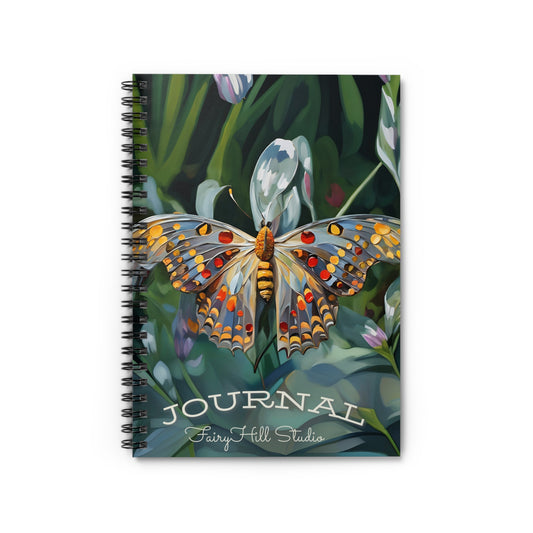 Butterfly Spiral Notebook - Ruled Line with Colorful Art by Fairyhill Studio