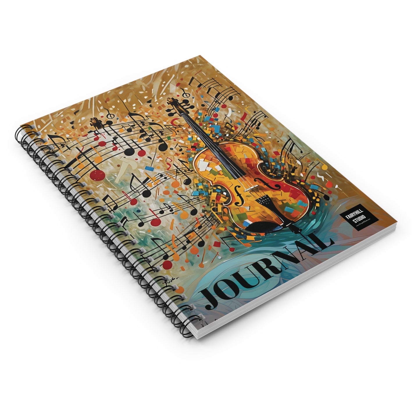 Christmas Violin Spiral Notebook - Ruled Line