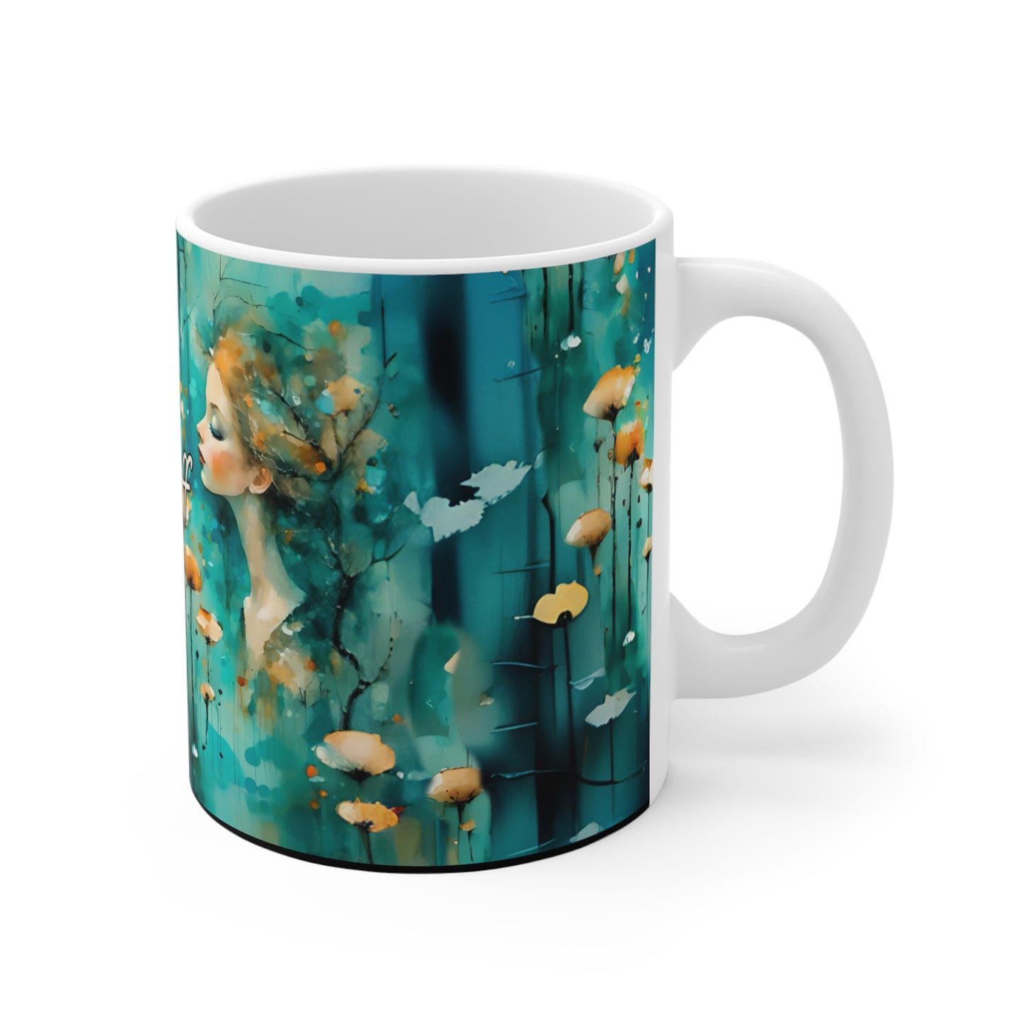 Mug Blue Forest Fairy Art 11oz - 'Don't Piss off the Fairies'