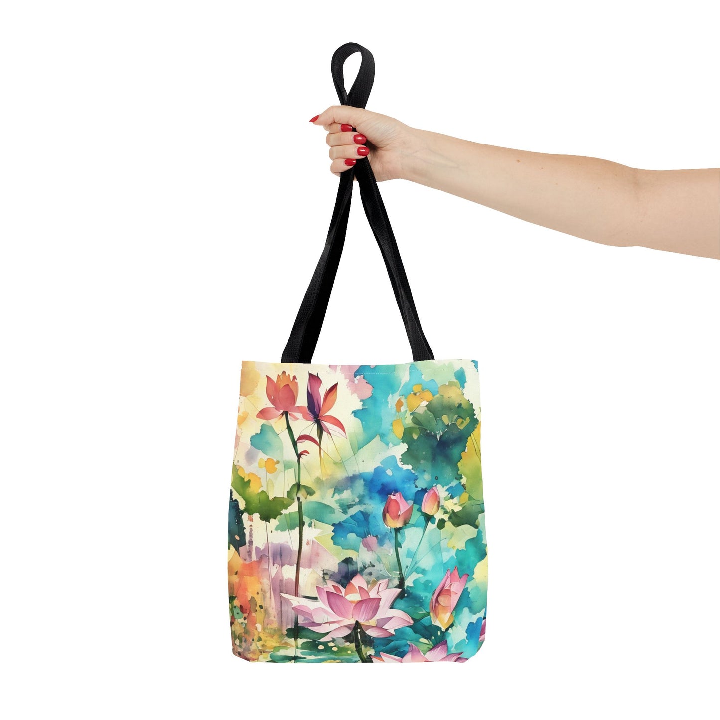 Tote Bag  with lotus flower art(AOP)