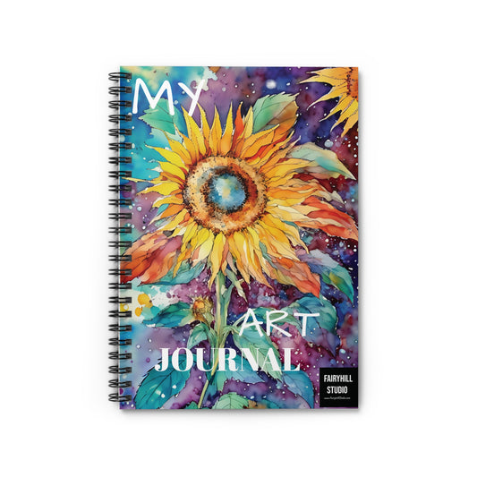 Spiral Notebook Sunflower Rainbow Watercolor Art Ruled Line