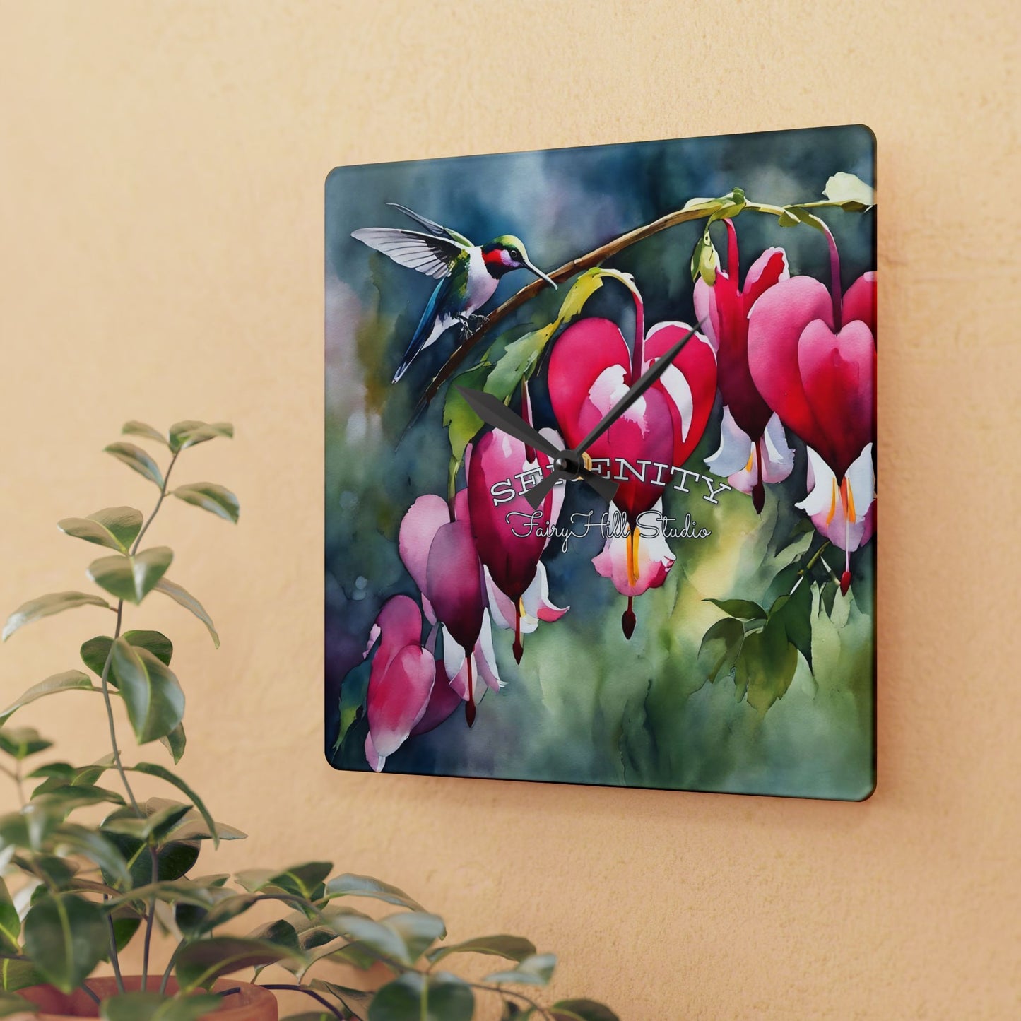 Acrylic Wall Clock Bleeding hearts art