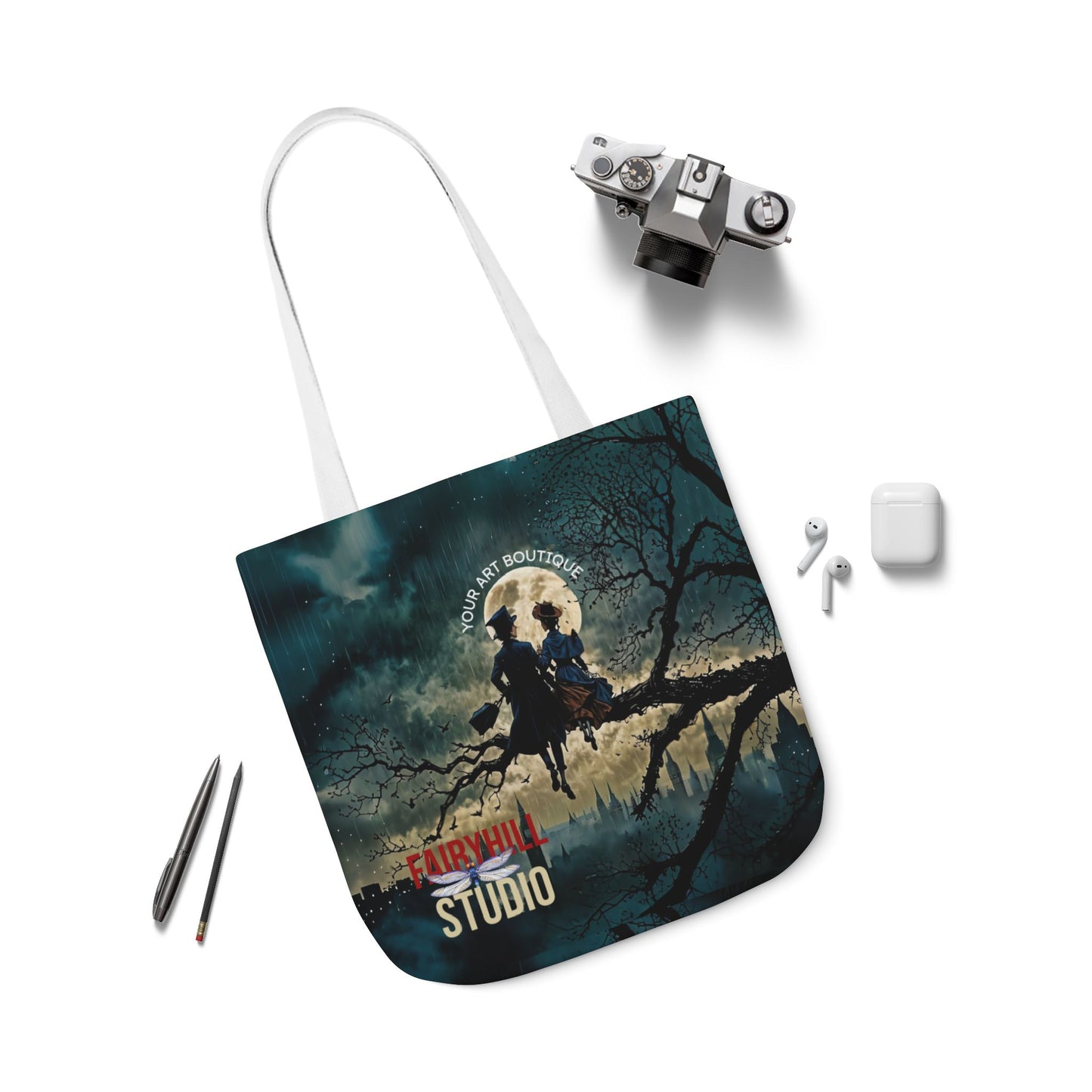London moon under Rain Canvas Tote Bag - Perfect for Beach Days, Eco-Friendly Shopping, and Summer Fun!