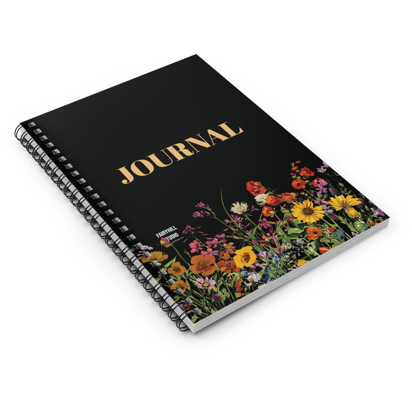 Spiral Notebook - Midnight Garden Wild Flowers Art - Ruled Line