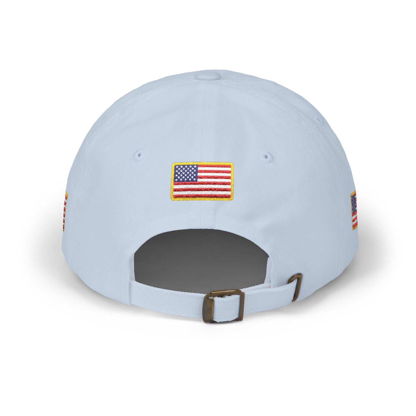 250th Anniversary USA Flag Patch Hat – Embroidered Gold Border Edition (1776–2026) – Classic White Baseball Hat