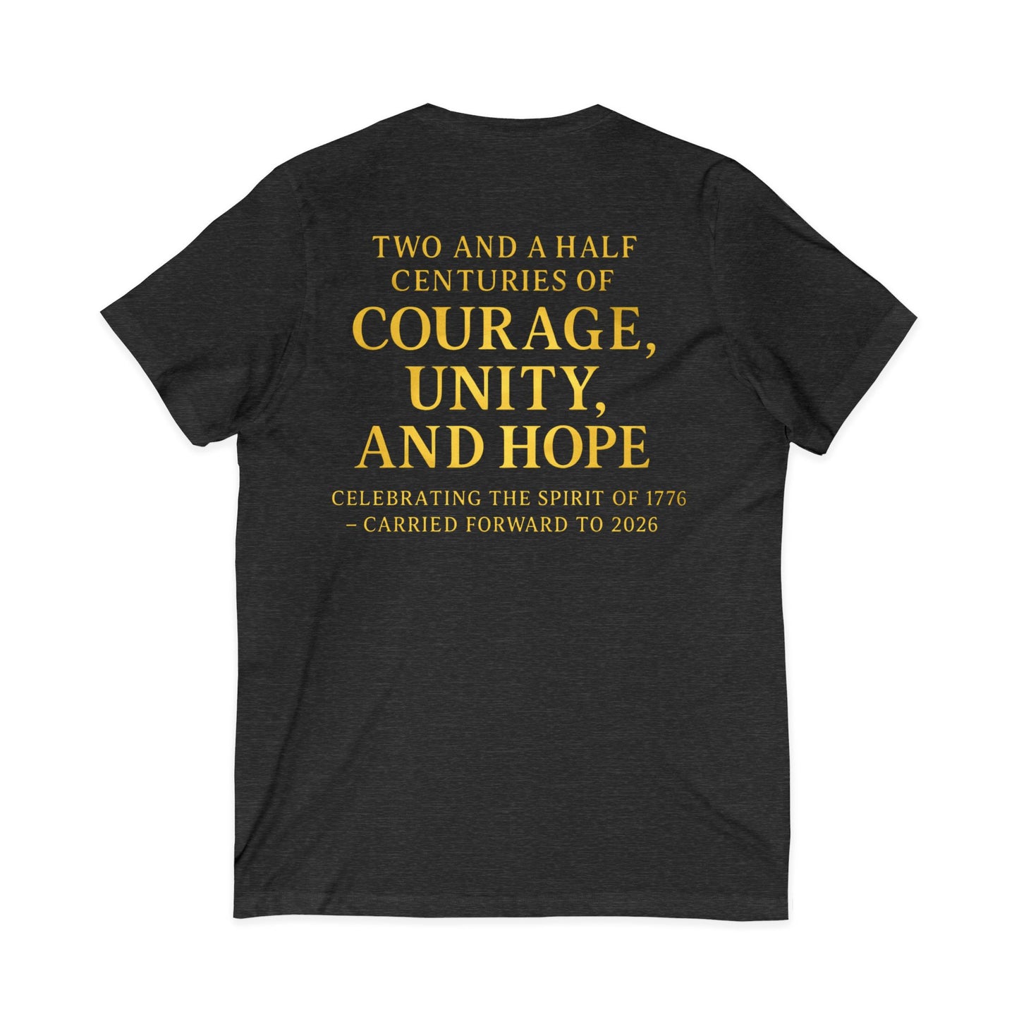 Freedom 1776–2026 Patriotic V-Neck Tee — Eagle, Flag & Liberty Bell 250th Anniversary