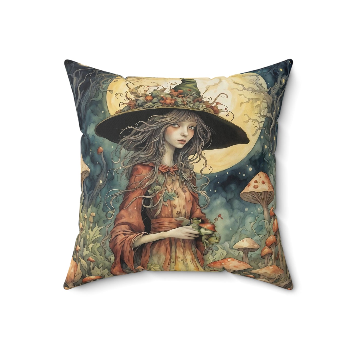 Moon Witch Square Pillow -  by Fairyhill Studio