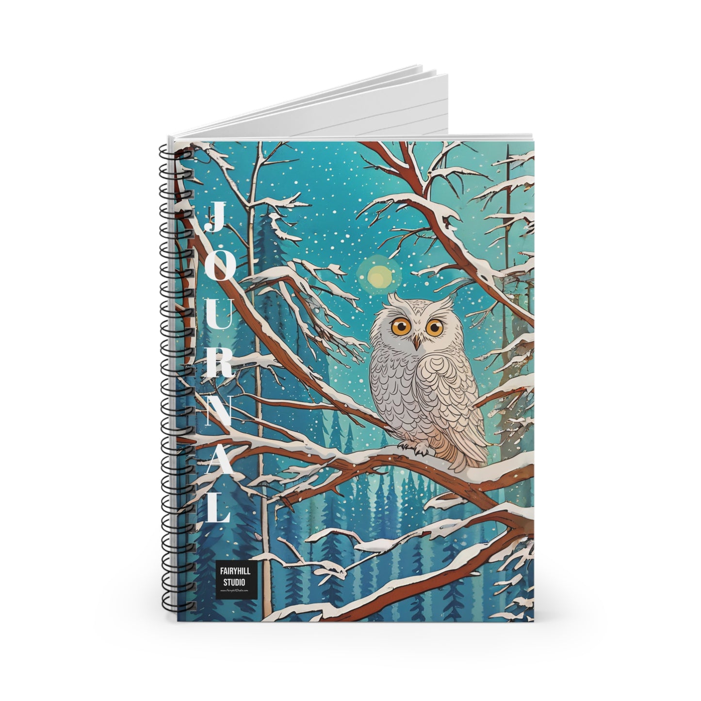 Spiral Notebook - Winter Owl Drawing - Ruled Line