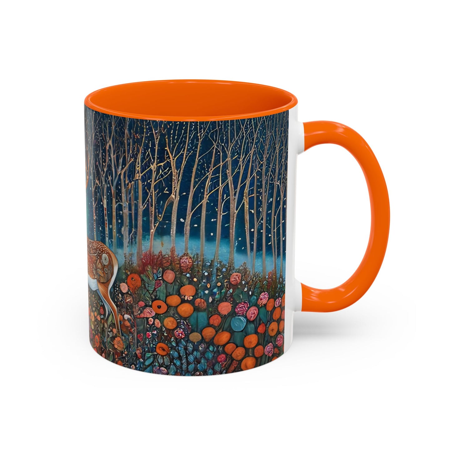 Mug - Boho Winter Deer in Snow Red Coffee Mug for the Holidays