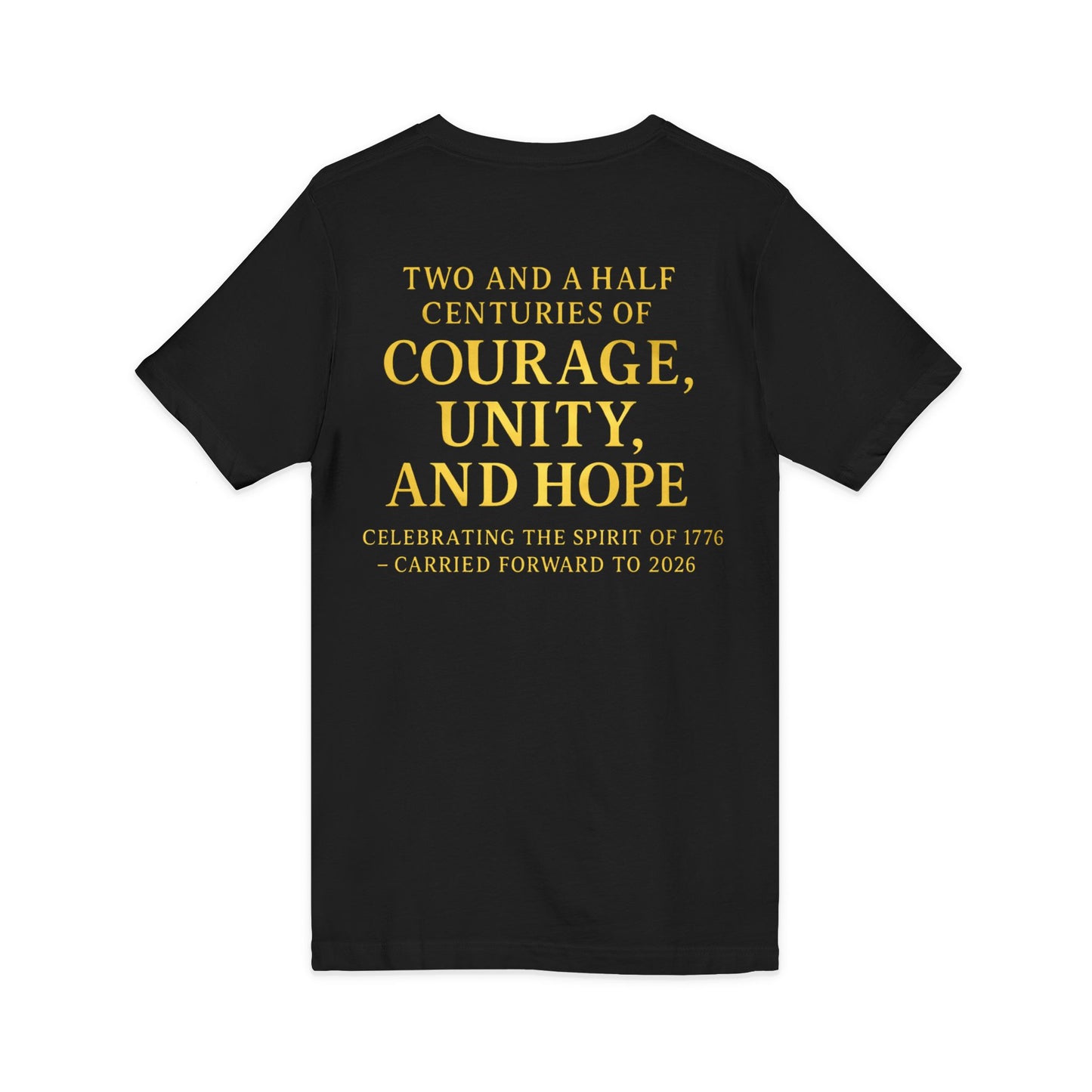 Freedom 1776–2026 Patriotic V-Neck Tee — Eagle, Flag & Liberty Bell 250th Anniversary