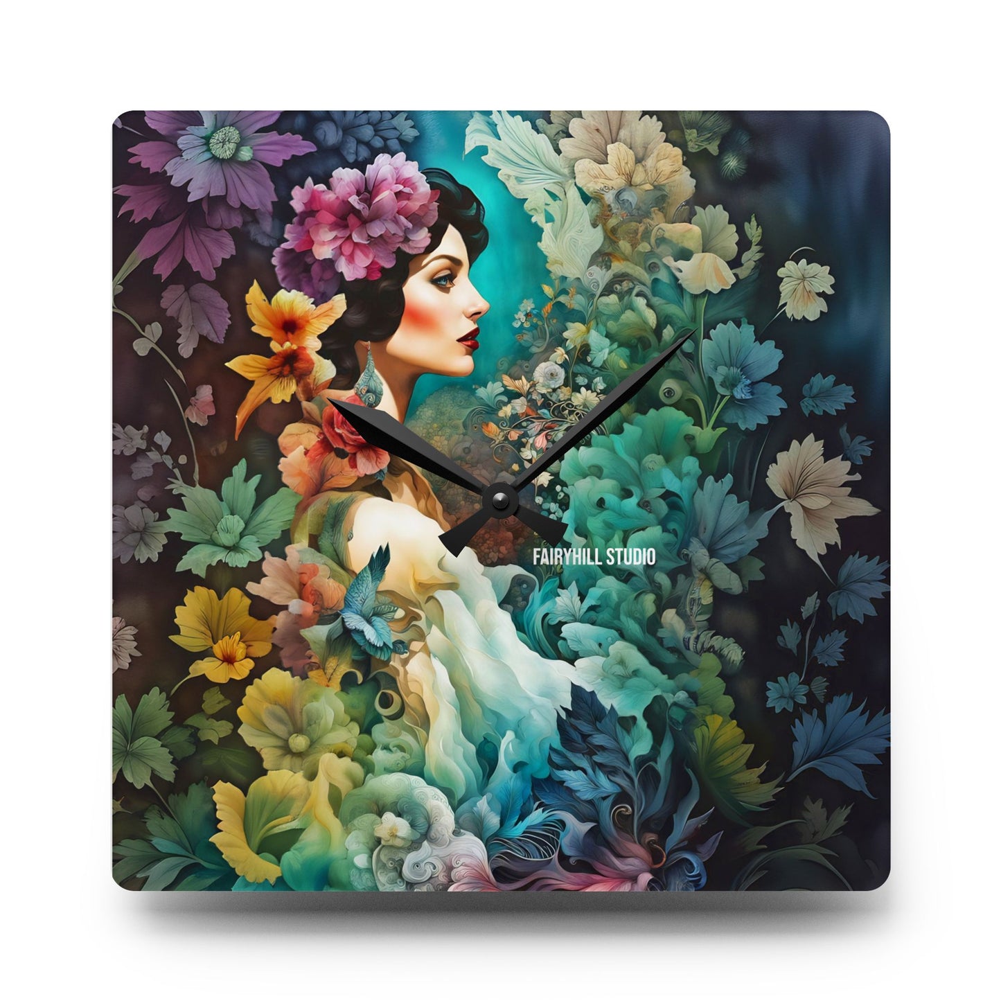 Acrylic Wall Clock Flower Garden /Art